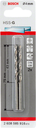 Bosch4mm HSS-G 鑽頭 2 件裝.